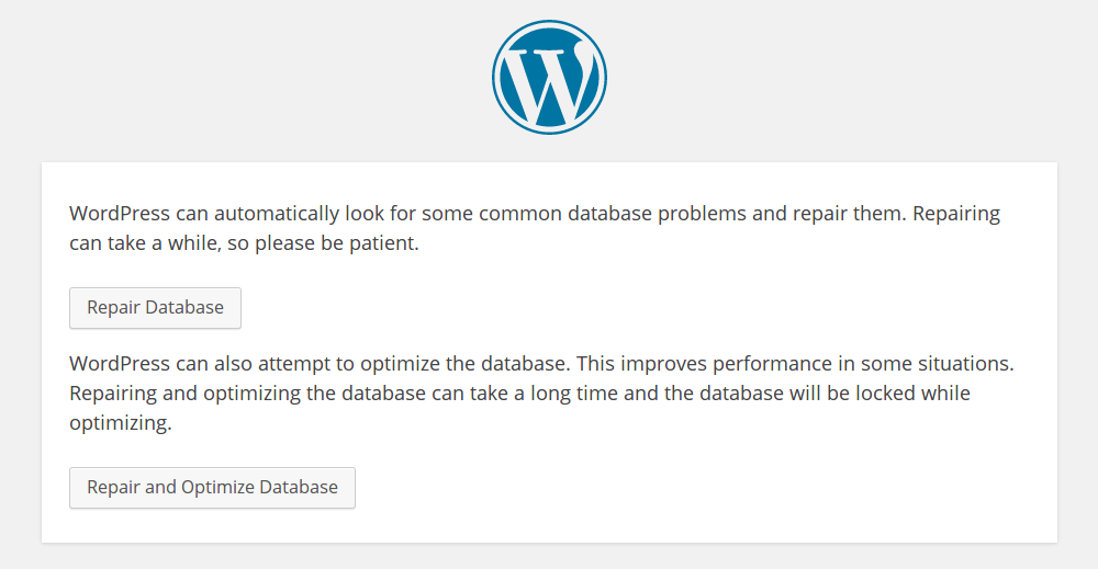 WordPress Repair Database Feature
