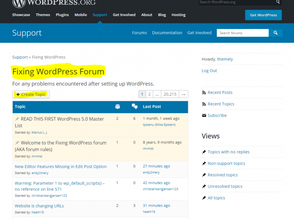 Ask a question in the Fixing WordPress Forum